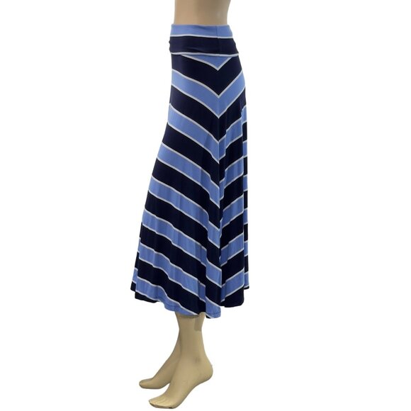 GAP Women's Blue Multicolor Striped Maxi Skirt Stretch Size S Petite - Picture 7 of 16